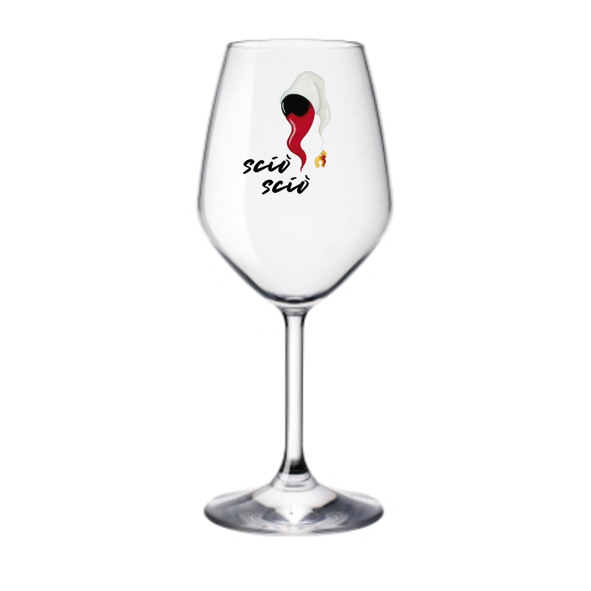 Corno pulcinella | Calice da vino personalizzato con nome | 1 pz | 2 varianti