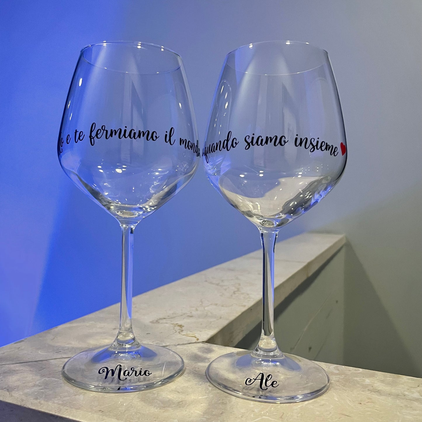 Mondo | Set di calici da vino personalizzati con nome | 2pz. | Idea regalo