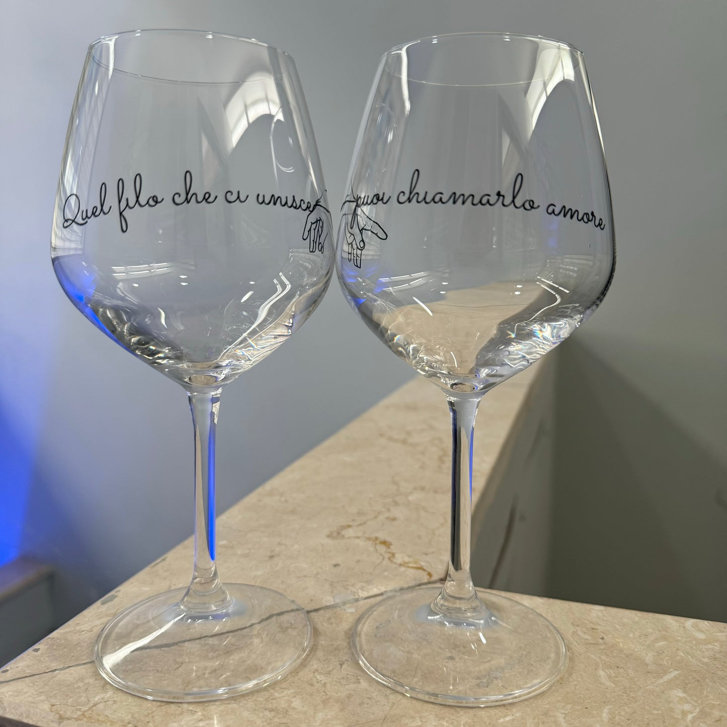 Quel filo che ci unisce | Set di calici da vino personalizzati con nome | 2pz. | Idea regalo