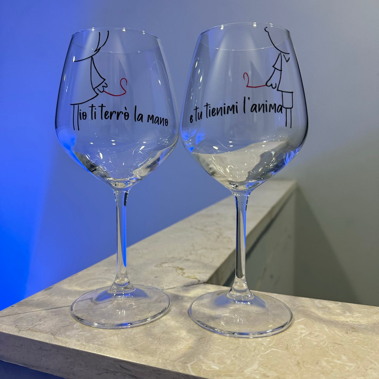 Ridere | Set di calici da vino personalizzati con nome | 2pz. | Idea regalo