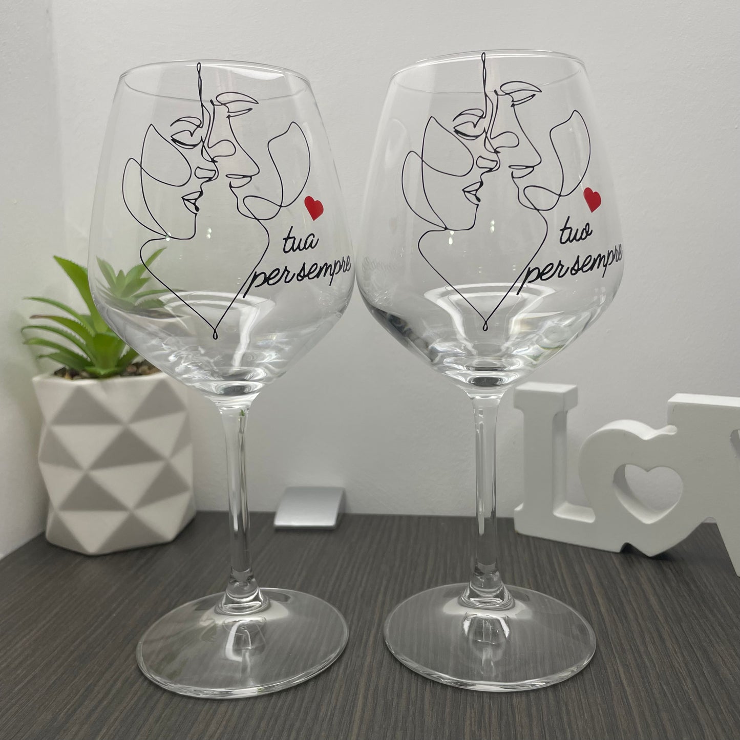Per sempre | Set di calici da vino personalizzati con nome | 2pz. | Idea regalo