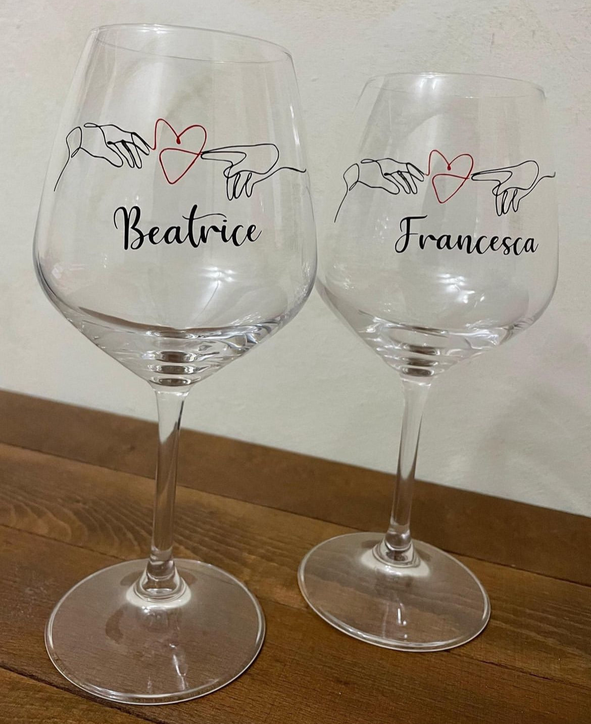 Heart| Set di calici da vino personalizzati con nome | 2pz. | Idea regalo