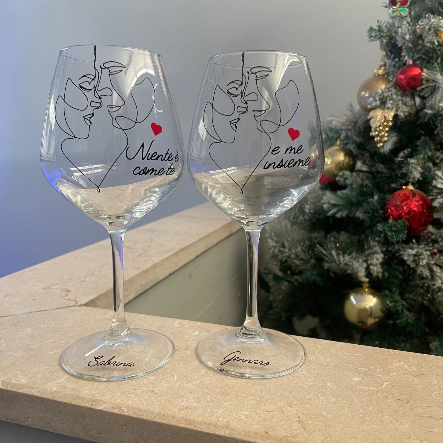 Te e me insieme| Set di calici da vino personalizzati con nome | 2pz. | Idea regalo