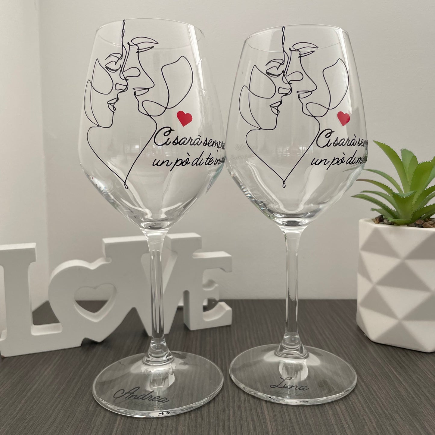 Te in me | Set di calici da vino personalizzati con nome | 2pz. | Idea regalo