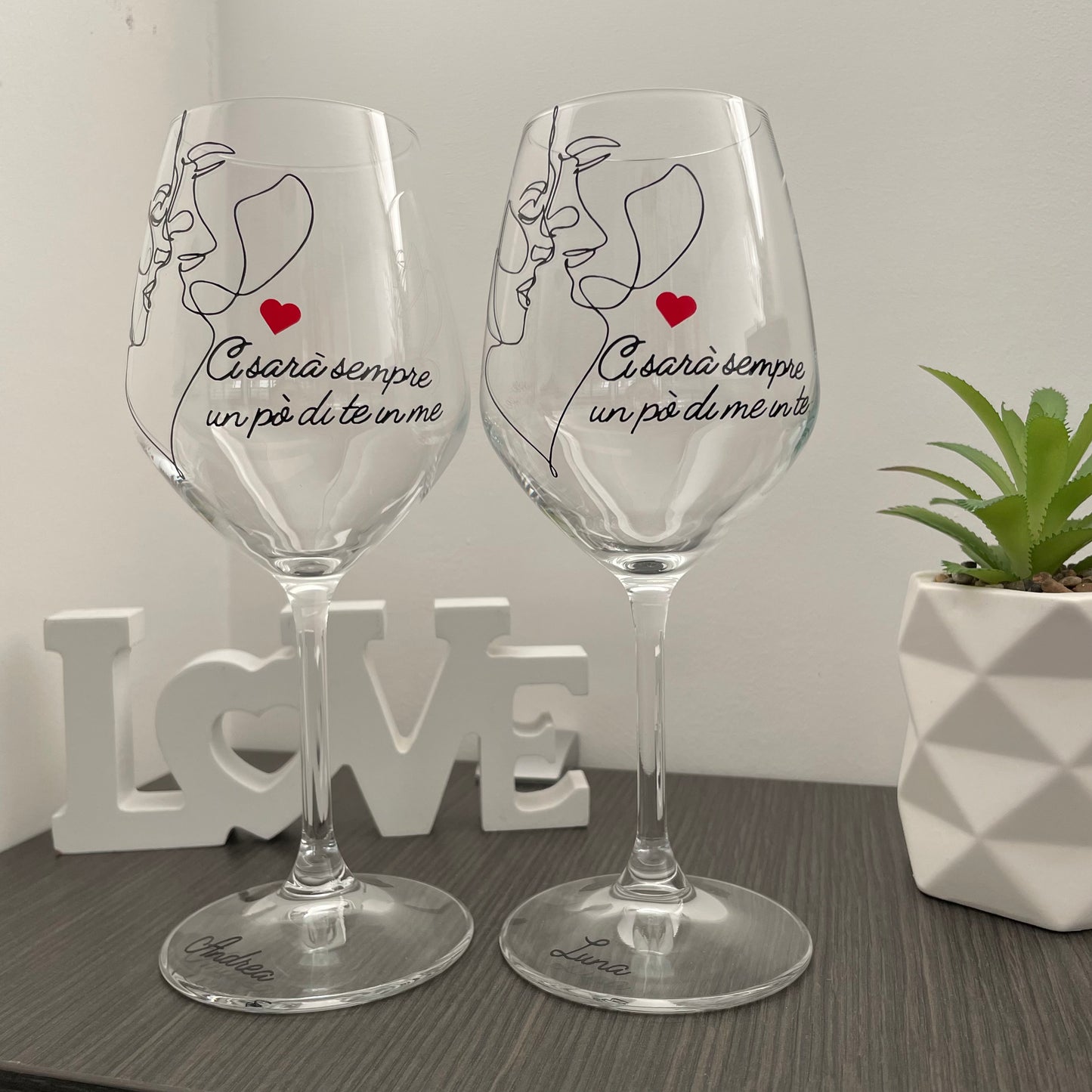 Te in me | Set di calici da vino personalizzati con nome | 2pz. | Idea regalo