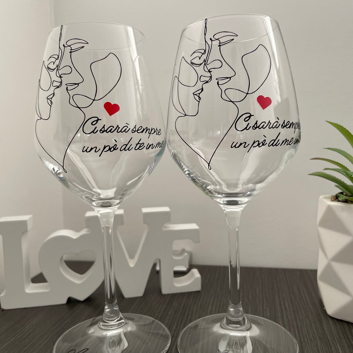 Te in me | Set di calici da vino personalizzati con nome | 2pz. | Idea regalo