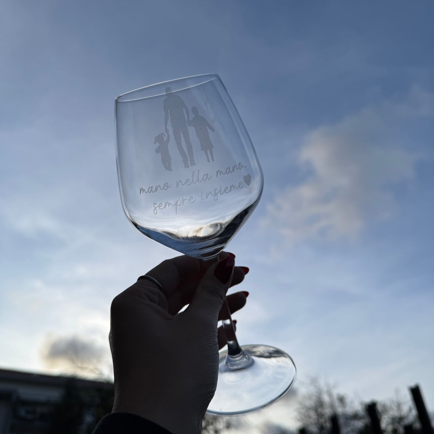 Mano nella mano | Calice da vino personalizzato a laser | 2pz. | Idea regalo