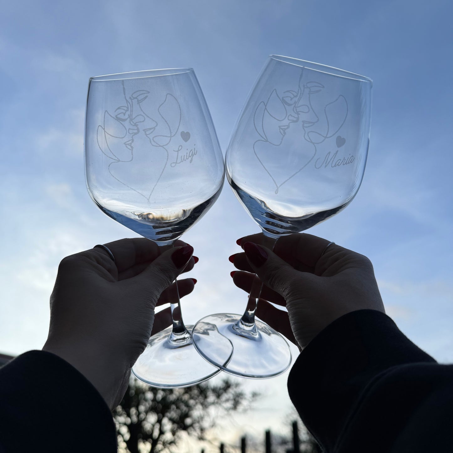 Innamorati | Set di calici da vino personalizzati a laser | 2pz. | Idea regalo