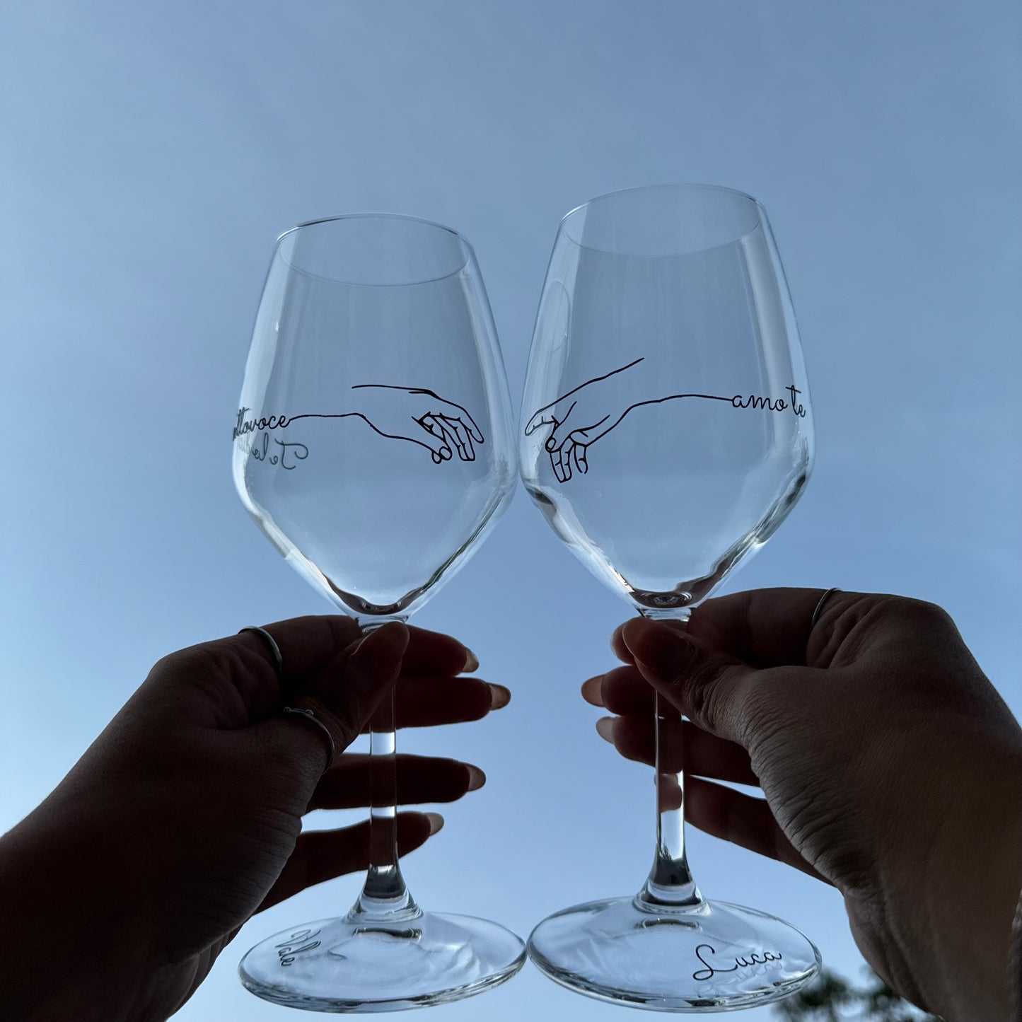 Amo te 2.0 | Set di calici da vino personalizzati con nome | 2pz. | Idea regalo