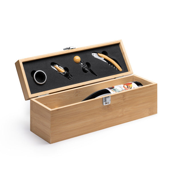 Cofanetto in legno | Vano per bottiglia e accessori vino | Idea regalo