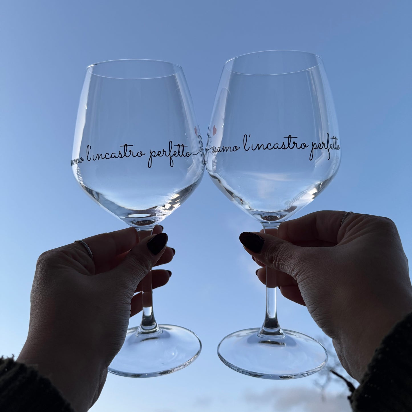 Incastro perfetto | Set di calici da vino personalizzati con nome | 2pz. | Idea regalo