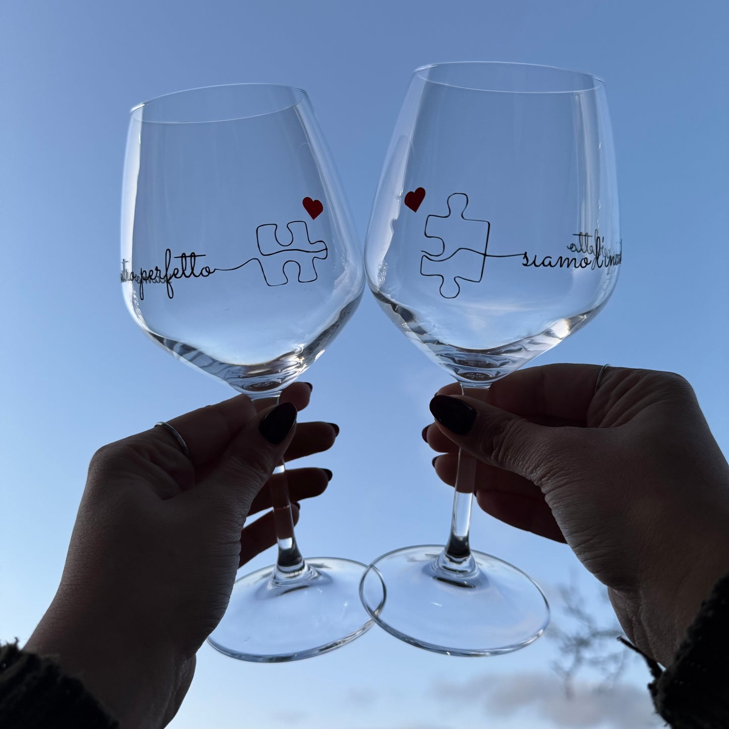 Incastro perfetto | Set di calici da vino personalizzati con nome | 2pz. | Idea regalo