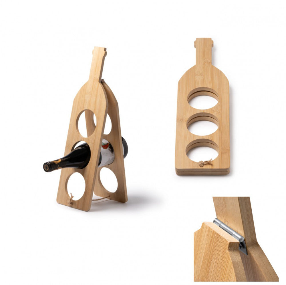 Portabottiglie pieghevole in legno | Capacità 3 bottiglie | Idea regalo
