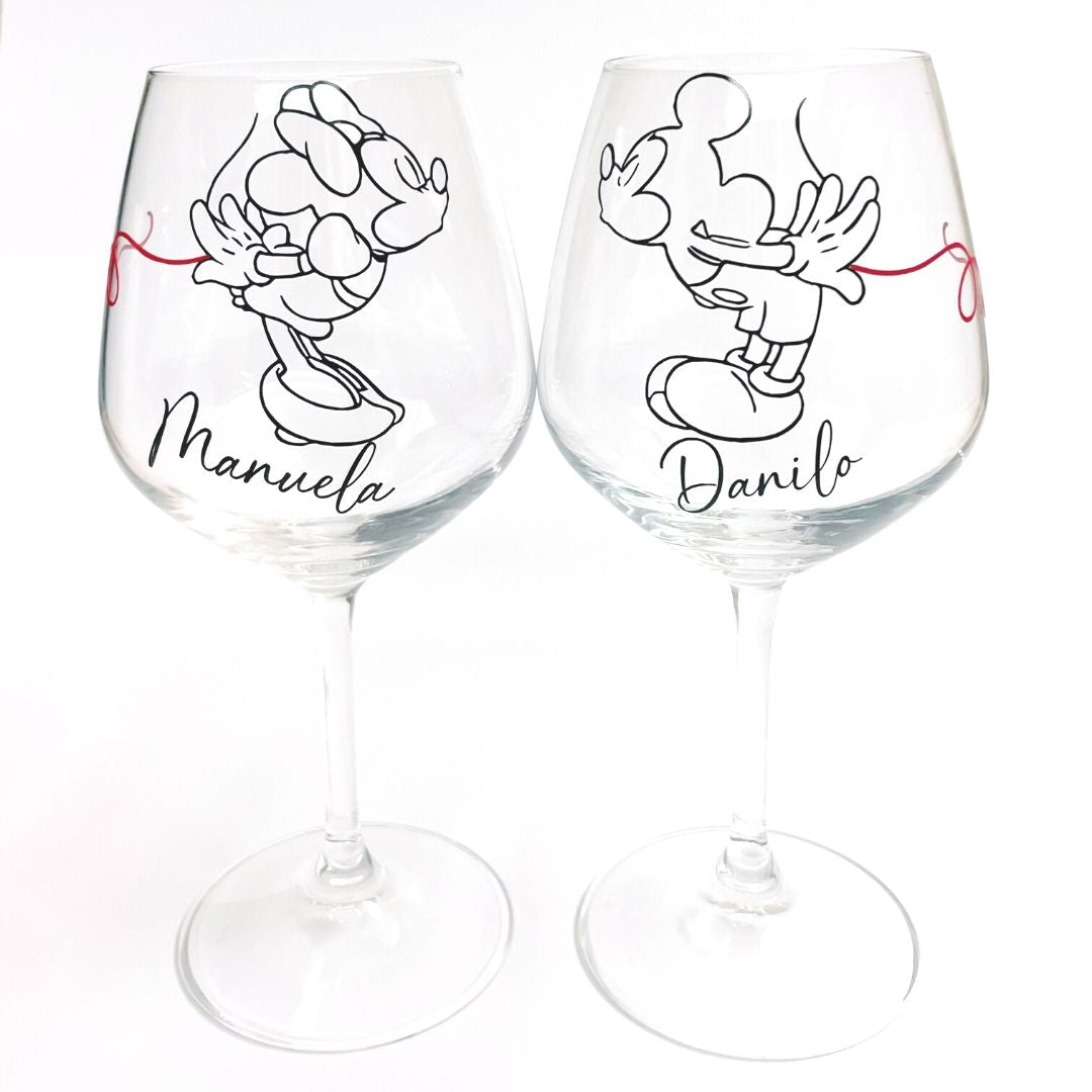 Minnie e Topolino | Amore - Set di calici da vino - 2pz.