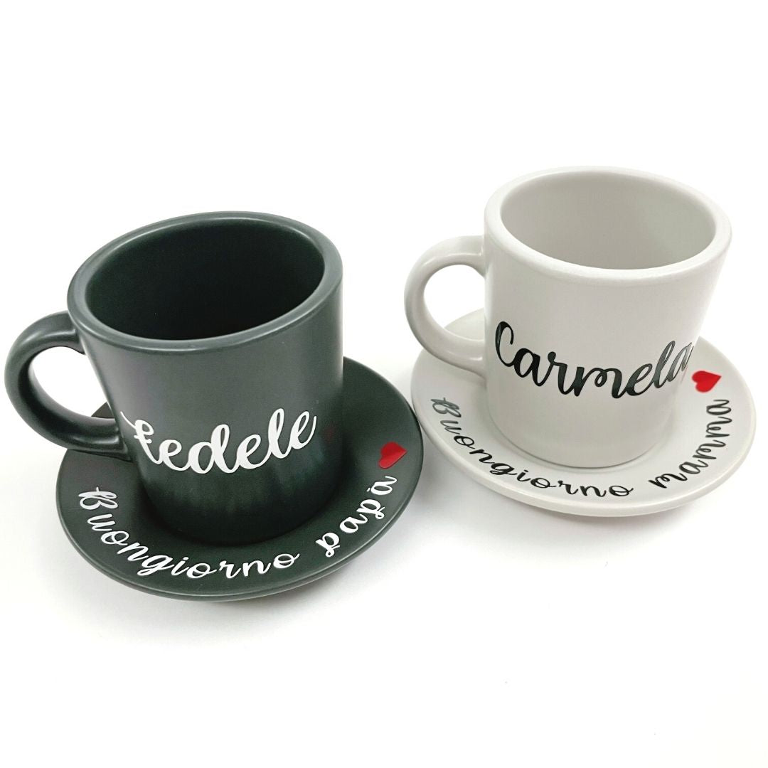 Tazzine da caffè colorate personalizzate con nomi