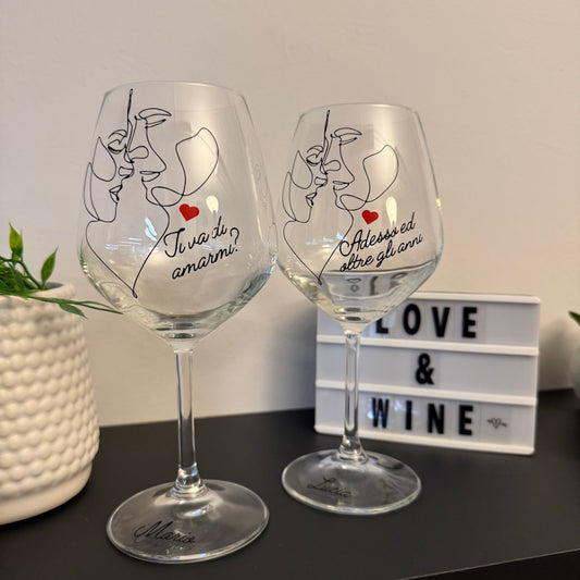 Ti va di amarmi | Set di calici da vino personalizzati con nome | 2pz. | Idea regalo