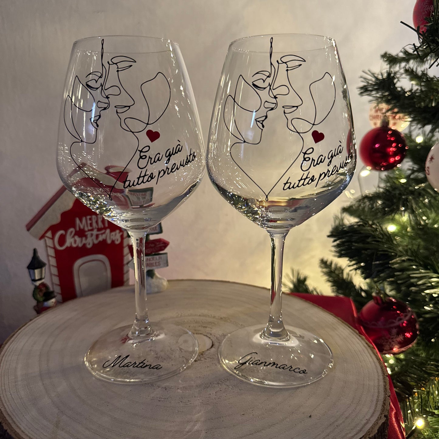 Era già tutto previsto | Set di calici da vino personalizzati con nome | 2pz. | Idea regalo