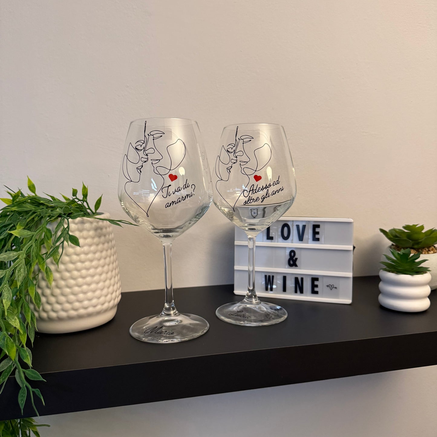 Ti va di amarmi | Set di calici da vino personalizzati con nome | 2pz. | Idea regalo