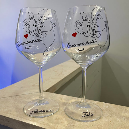 Eternamente | Set di calici da vino personalizzati con nome | 2pz. | Idea regalo