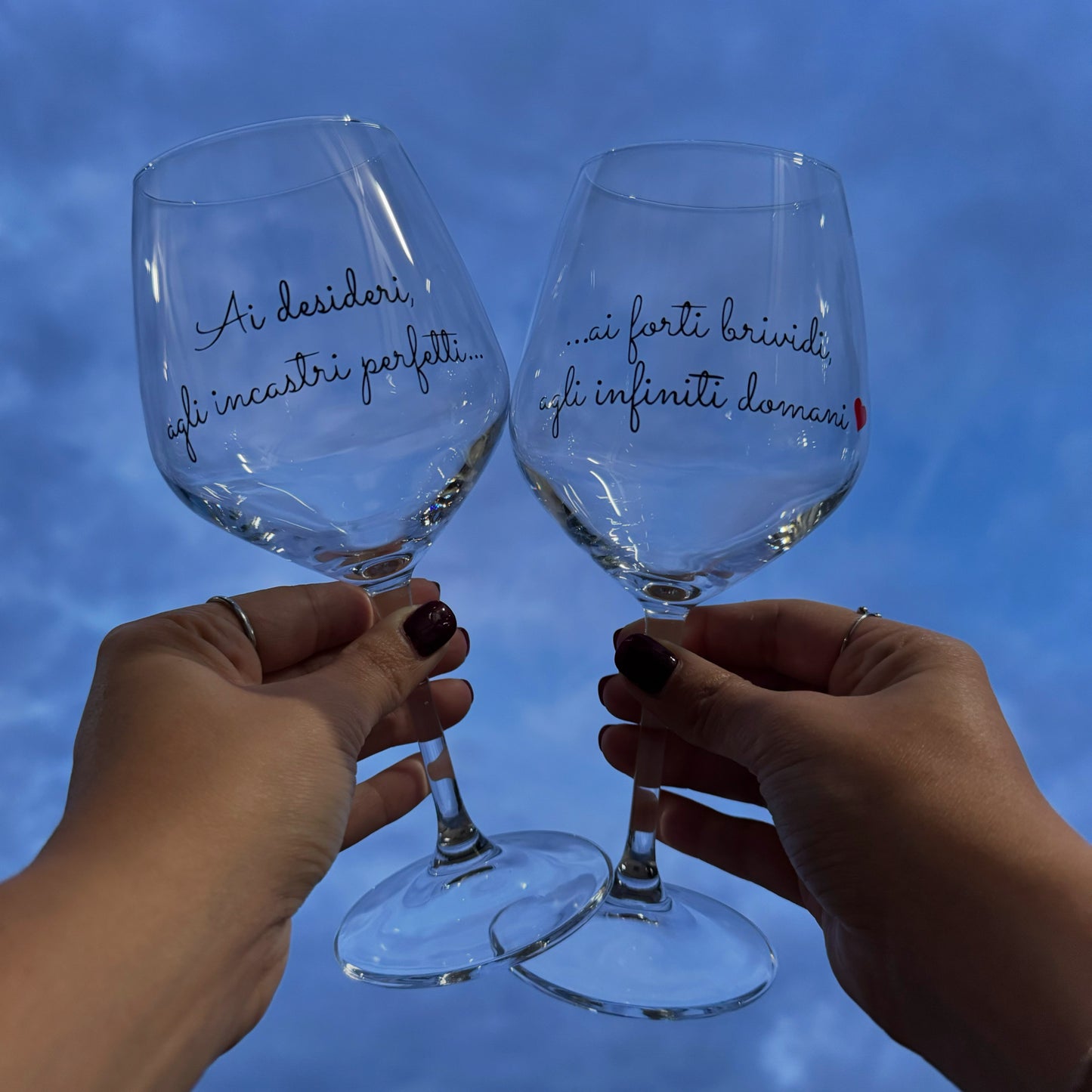 Ai desideri | Set di calici da vino personalizzati con nome | 2pz. | Idea regalo