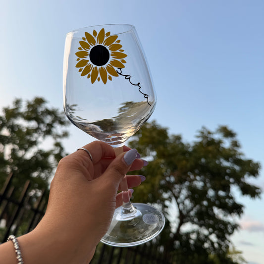 Girasole | Calice da vino personalizzato con nome | 1pz.