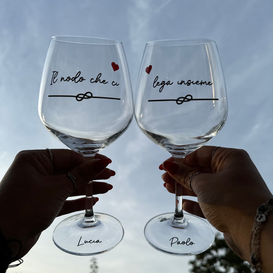 Nodo | Set di calici da vino personalizzati con nome | 2pz. | Idea regalo