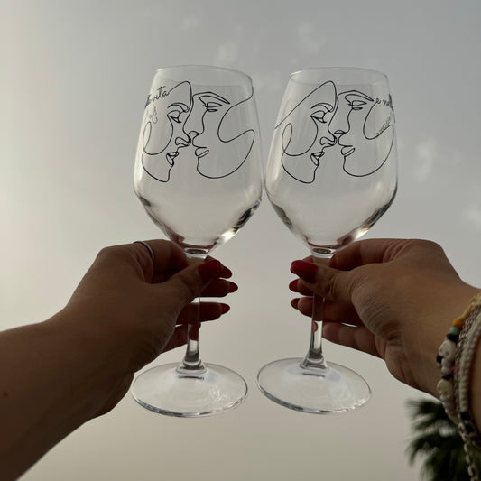 In questa vita e nella prossima | Set di calici da vino personalizzati con nome | 2pz. | Idea regalo