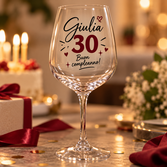 Buon Compleanno | Calice da vino personalizzato | Idea regalo | 1pz.