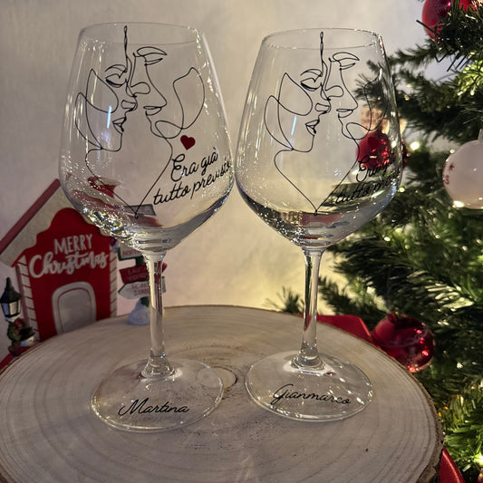 Era già tutto previsto | Set di calici da vino personalizzati con nome | 2pz. | Idea regalo