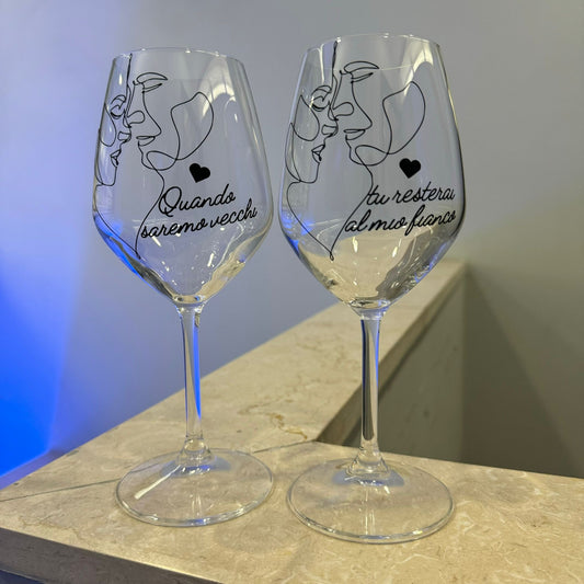 Quando saremo vecchi | Set di calici da vino personalizzati con nome | 2pz. | Idea regalo