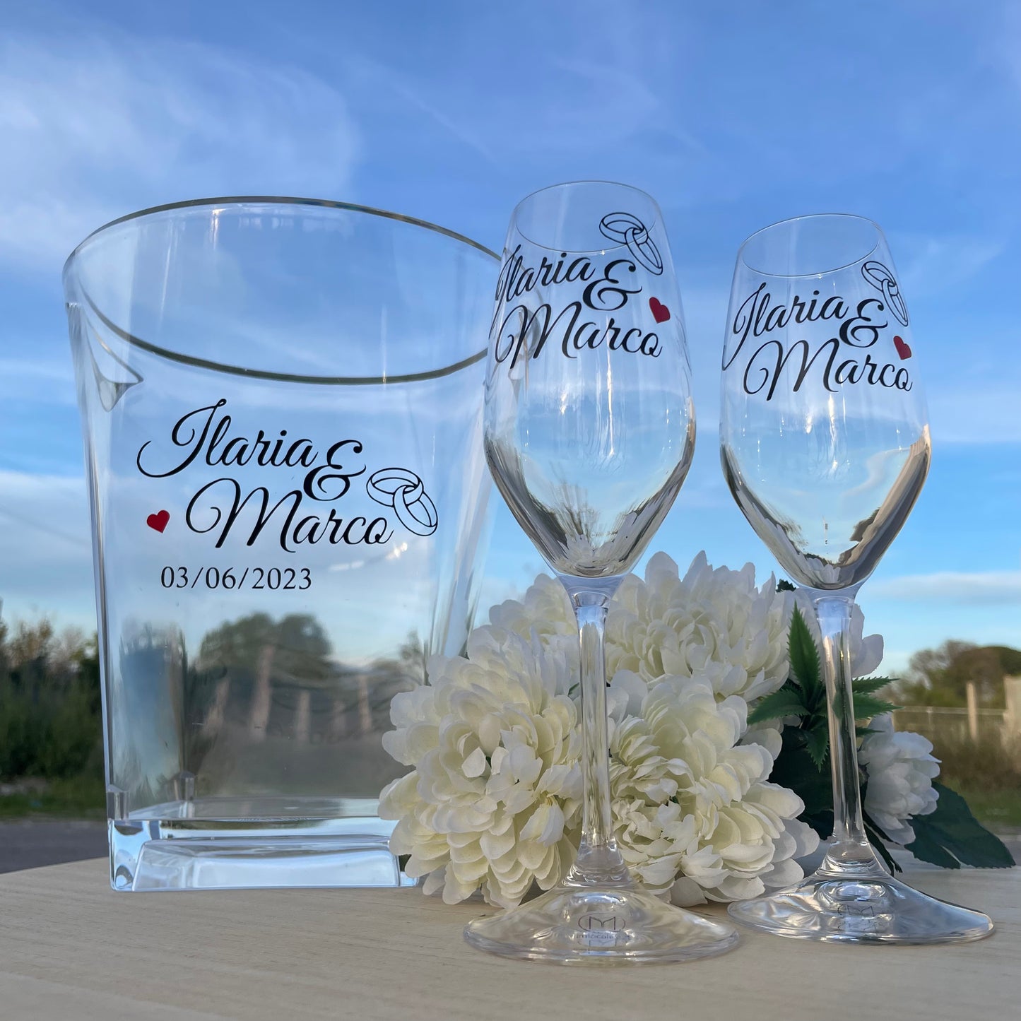 Suaglass matrimonio personalizzato con nomi