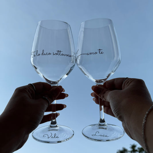 Amo te 2.0 | Set di calici da vino personalizzati con nome | 2pz. | Idea regalo