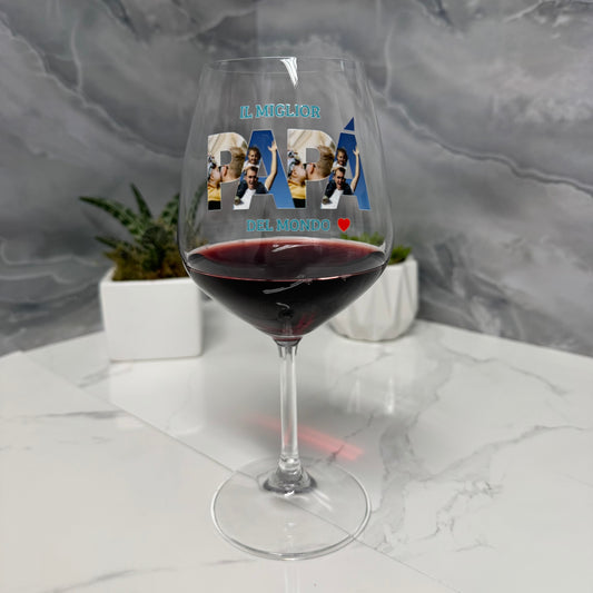 Miglior papà | Calice personalizzato con foto e nome | Festà del papà