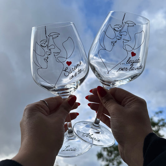 Per sempre si | Set di calici da vino personalizzati con nome | 2pz. | Idea regalo